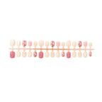 Press-On Nail Set Floral Designs & Gold Accents Easy Application