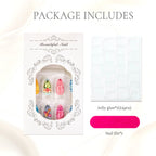 Press-On Nail Set Floral Designs Jelly Glue & File