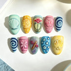 Press-On Nail Set Floral Designs Jelly Glue & File