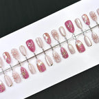 Press-On Nail Set Floral Designs & Jewel Accents Reusable