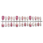 Press-On Nail Set Floral Designs & Jewel Accents Reusable