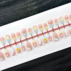Press-On Nail Set Floral Designs Long-Lasting