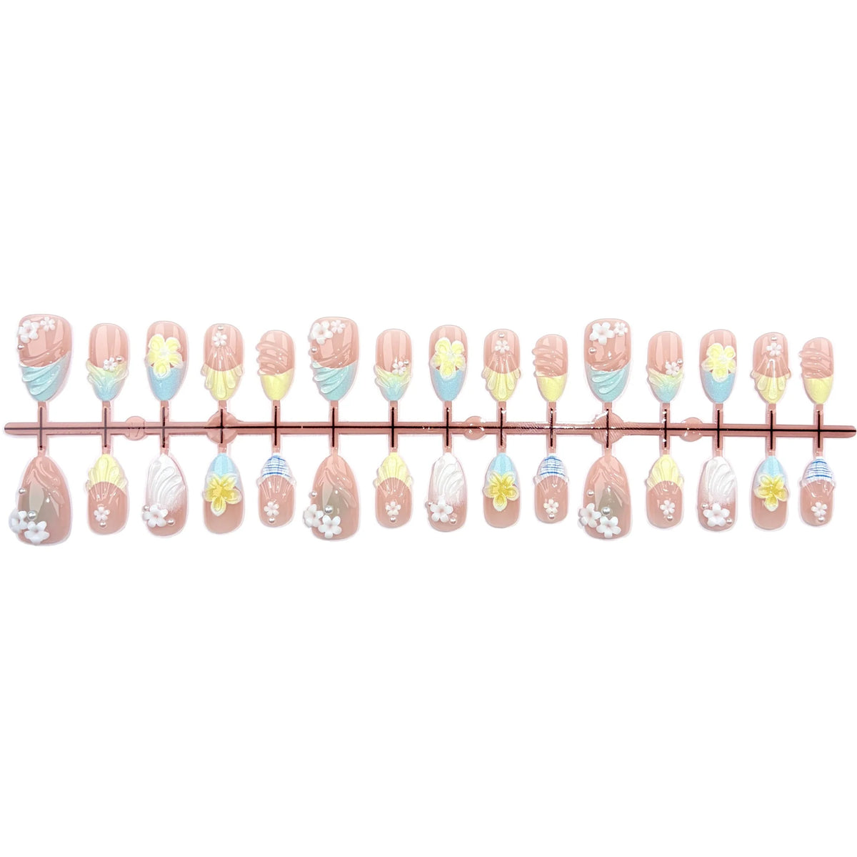 Press-On Nail Set Floral Designs Long-Lasting