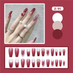 Press-On Nail Set Floral Designs Long-Lasting Glue-On