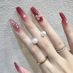 Press-On Nail Set Floral Designs Long-Lasting Glue-On