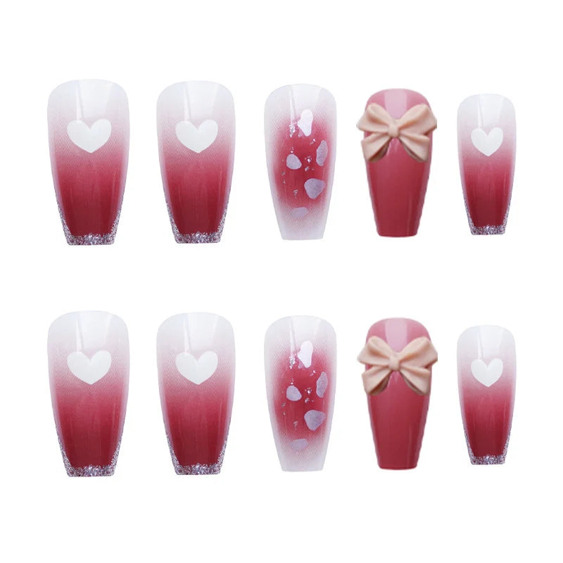 Press-On Nail Set Floral Designs Long-Lasting Glue-On