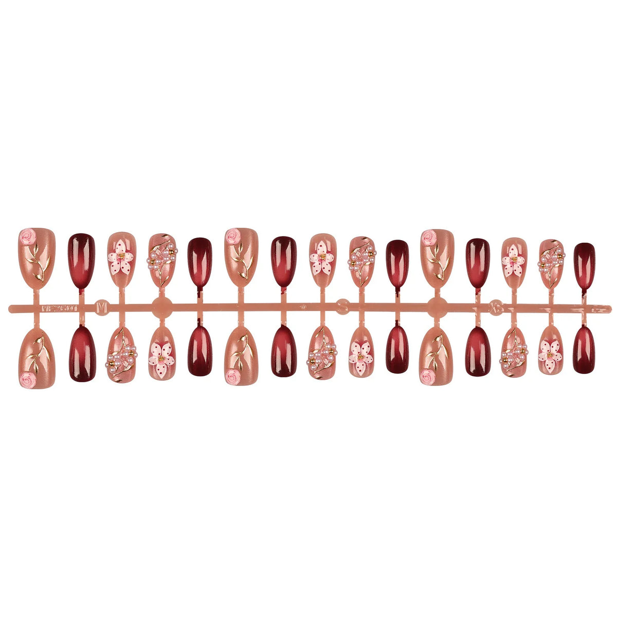 Press-On Nail Set Floral Designs Long-Lasting Wear