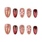 Press-On Nail Set Floral Designs Long-Lasting Wear