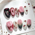 Press-On Nail Set Floral Designs Long-Lasting Wear