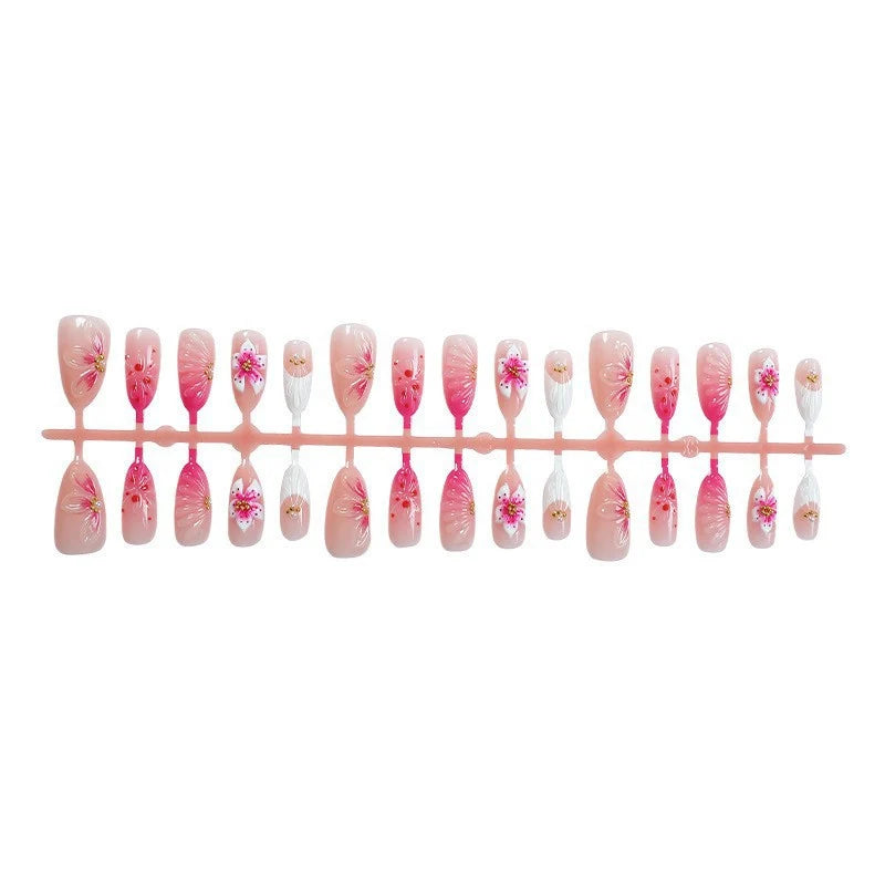 Press-On Nail Set Floral Designs & Long-Lasting Wear