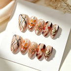 Press-On Nail Set Floral Designs Multiple Sizes