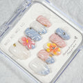 Press-On Nail Set Floral Designs Multiple Sizes Easy Application