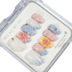 Press-On Nail Set Floral Designs Multiple Sizes Easy Application