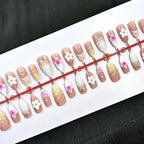 Press-On Nail Set Floral Designs No Glue