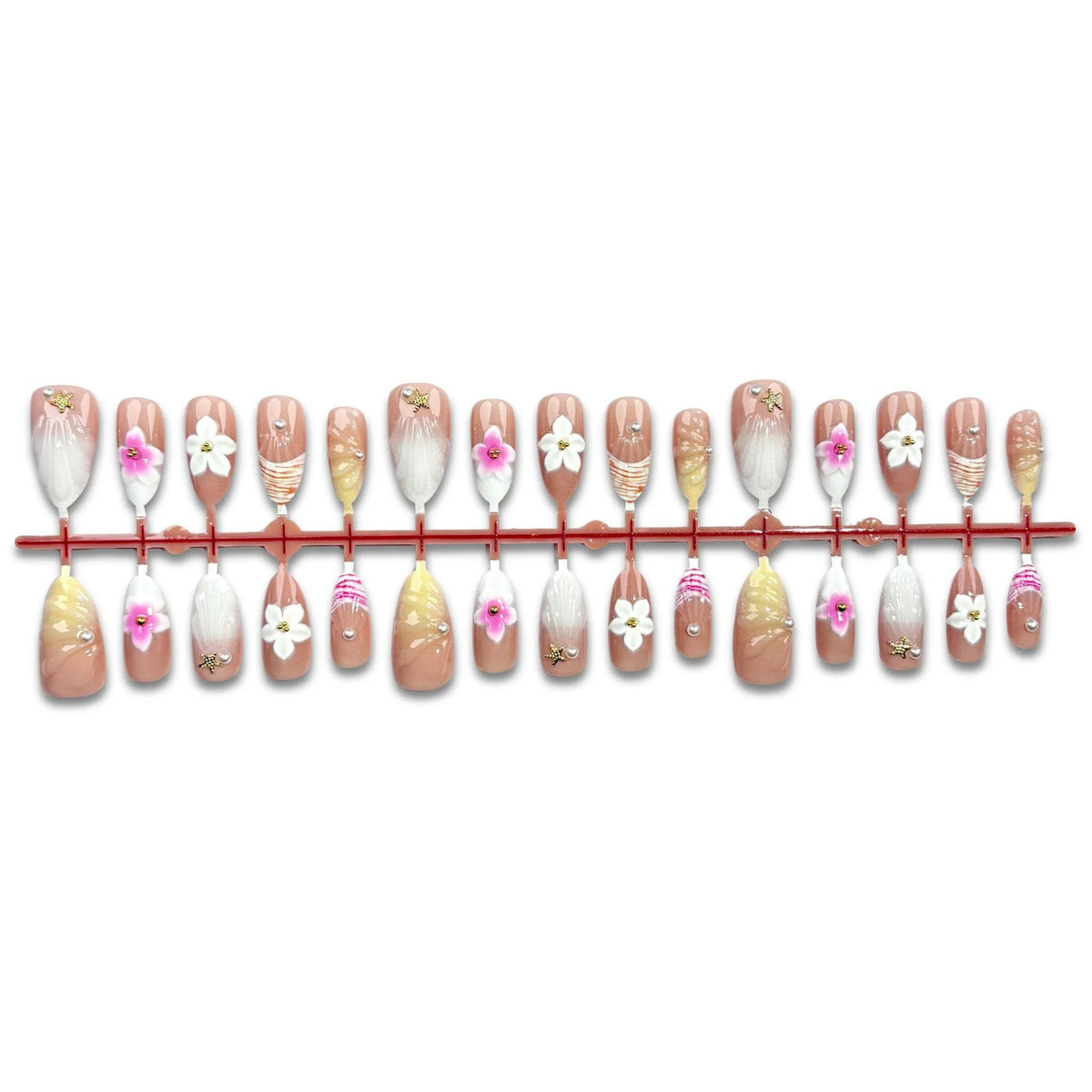 Press-On Nail Set Floral Designs No Glue