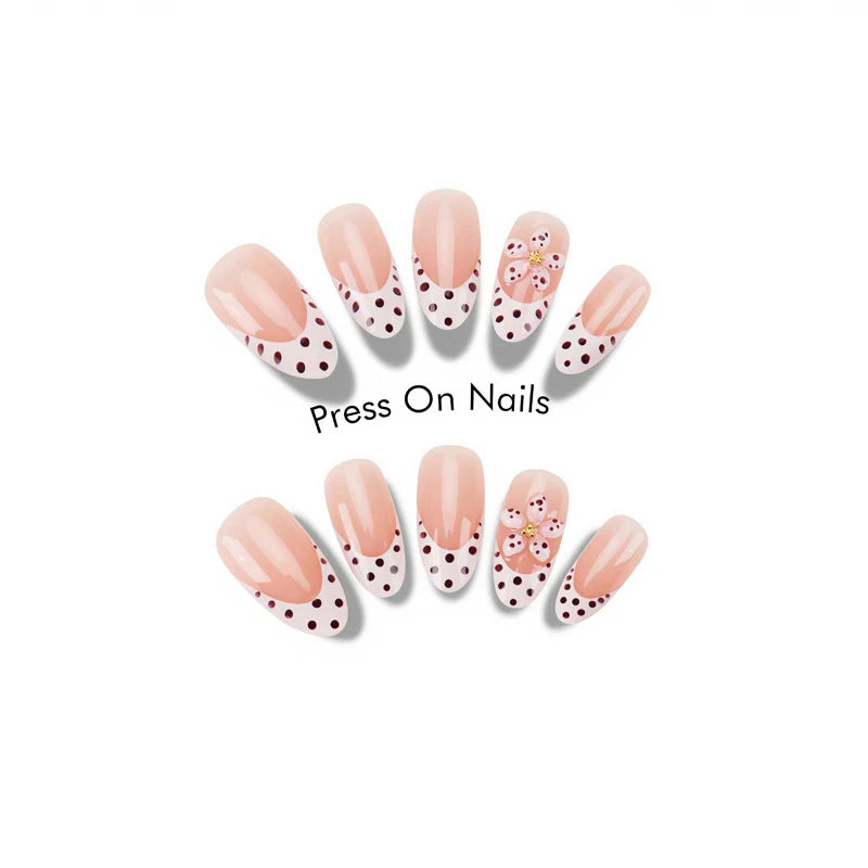 Press-On Nail Set Floral Designs No Glue Multiple Sizes