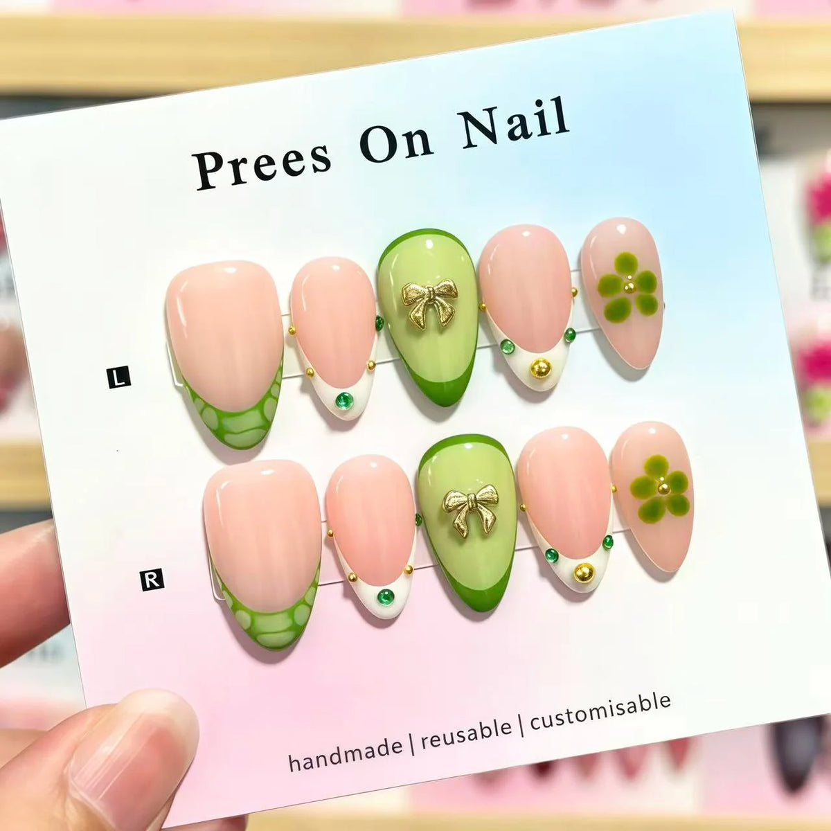 Press-On Nail Set Floral Designs Peel-And-Press