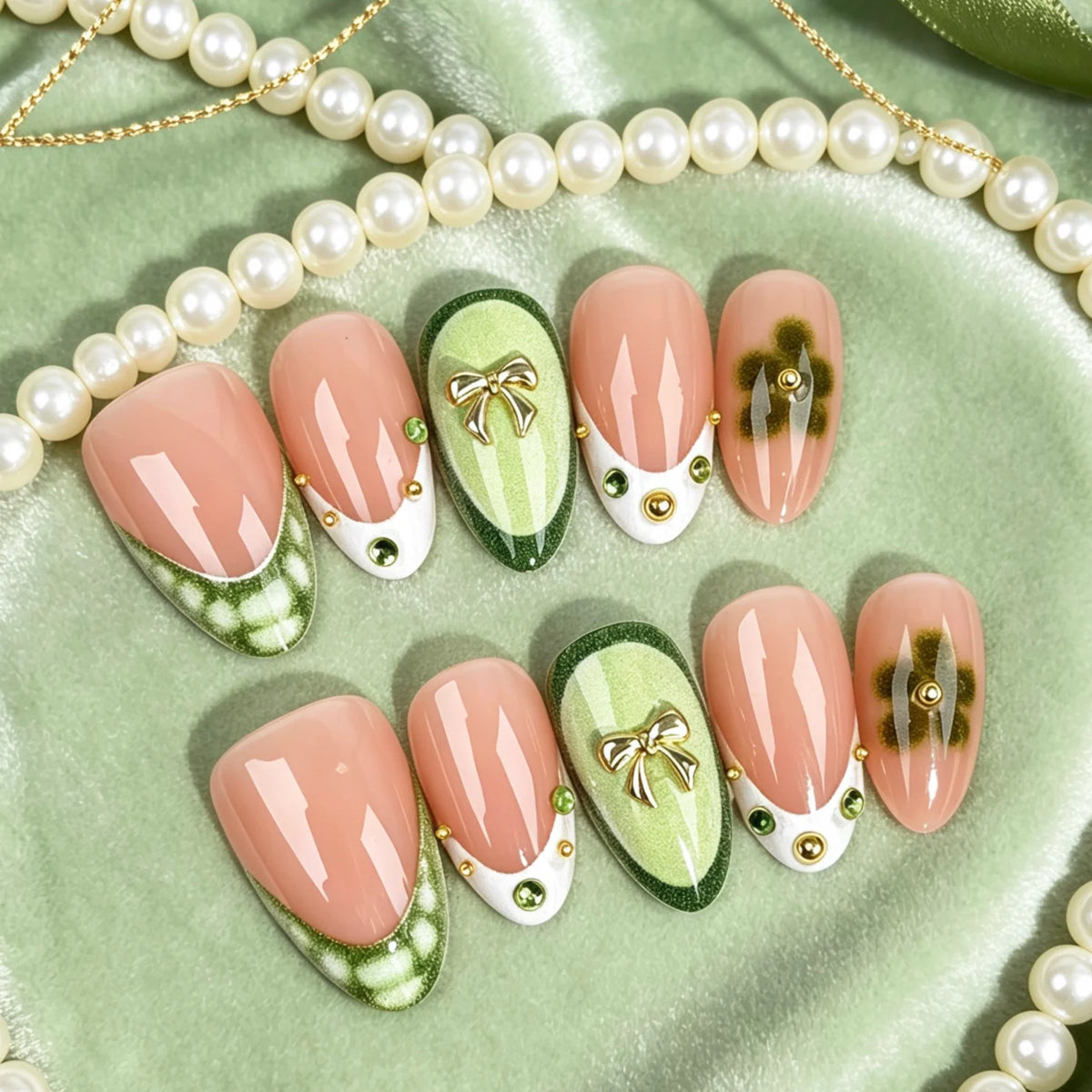 Press-On Nail Set Floral Designs Peel-And-Press