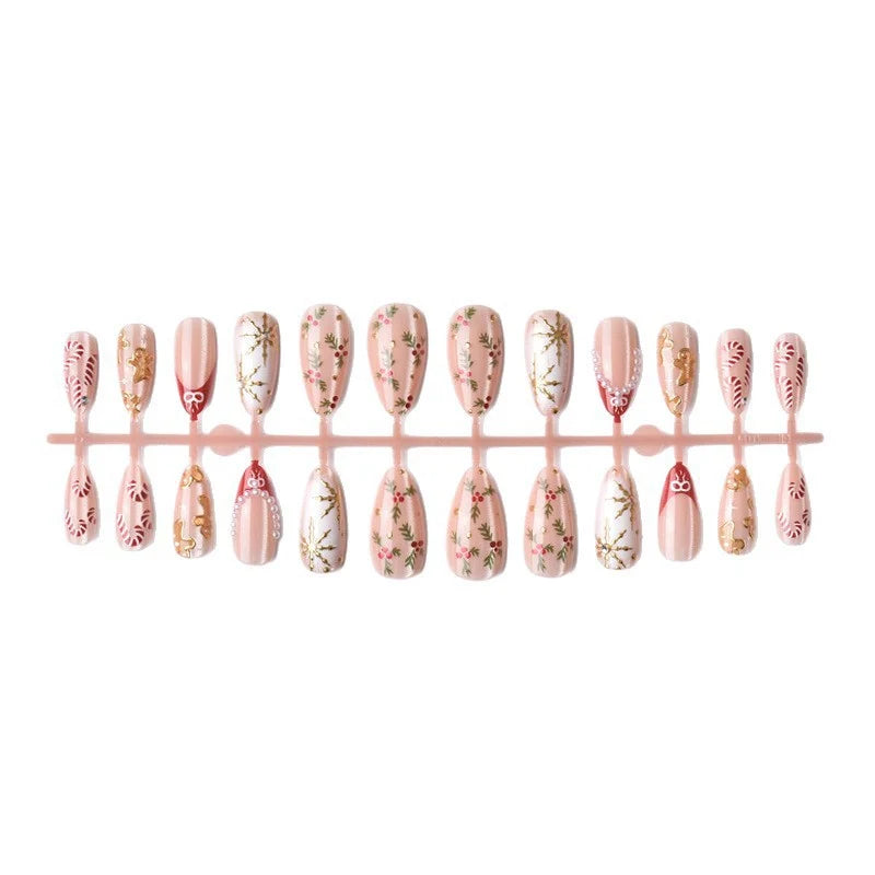 Press-On Nail Set Floral Designs Peel-And-Press Long-Lasting