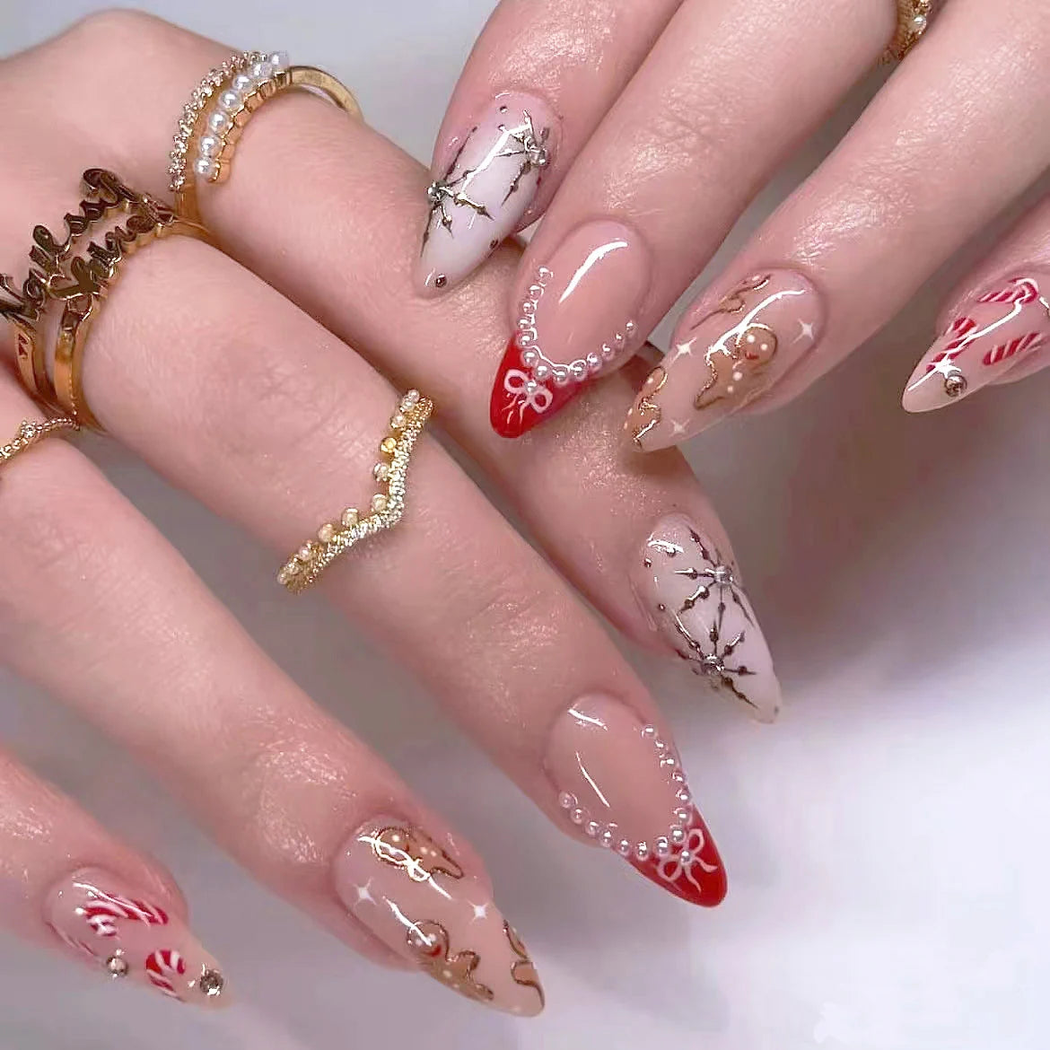 Press-On Nail Set Floral Designs Peel-And-Press Long-Lasting