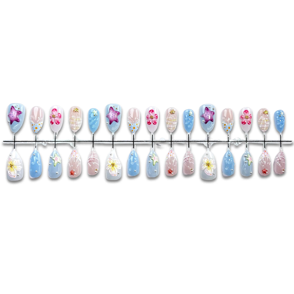 Press-On Nail Set Floral Designs Peel And Stick