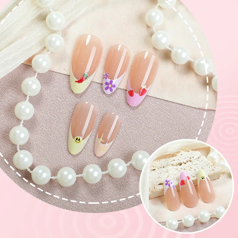 Press-On Nail Set Floral Designs Peel & Stick