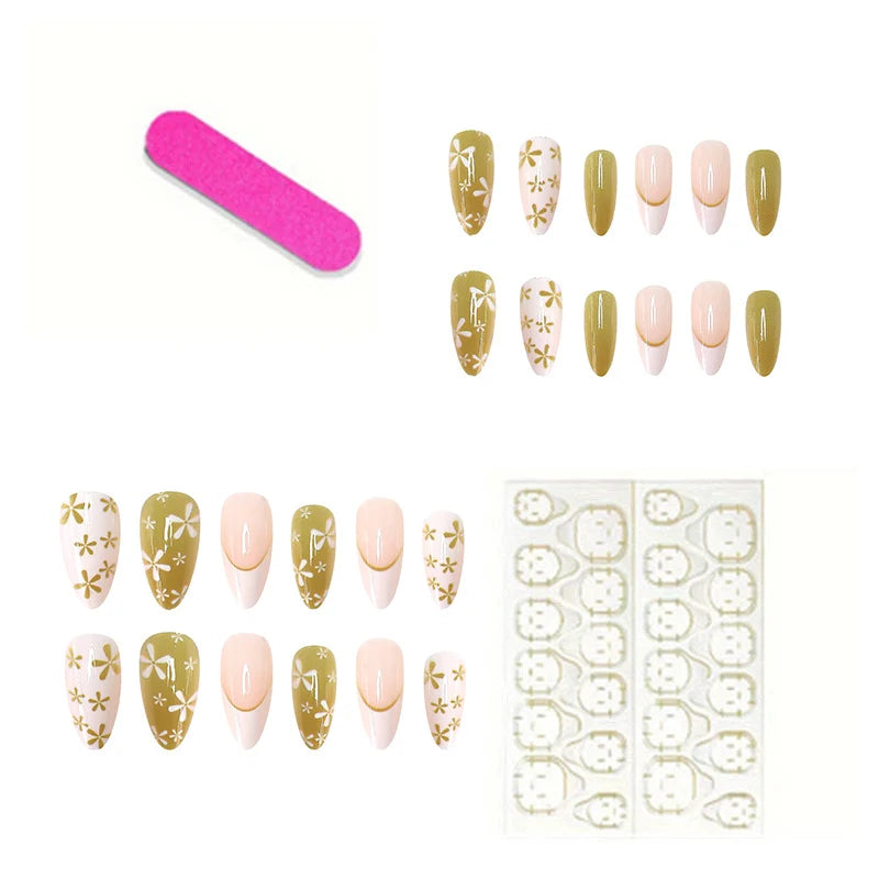 Press-On Nail Set Floral Designs Peel & Stick