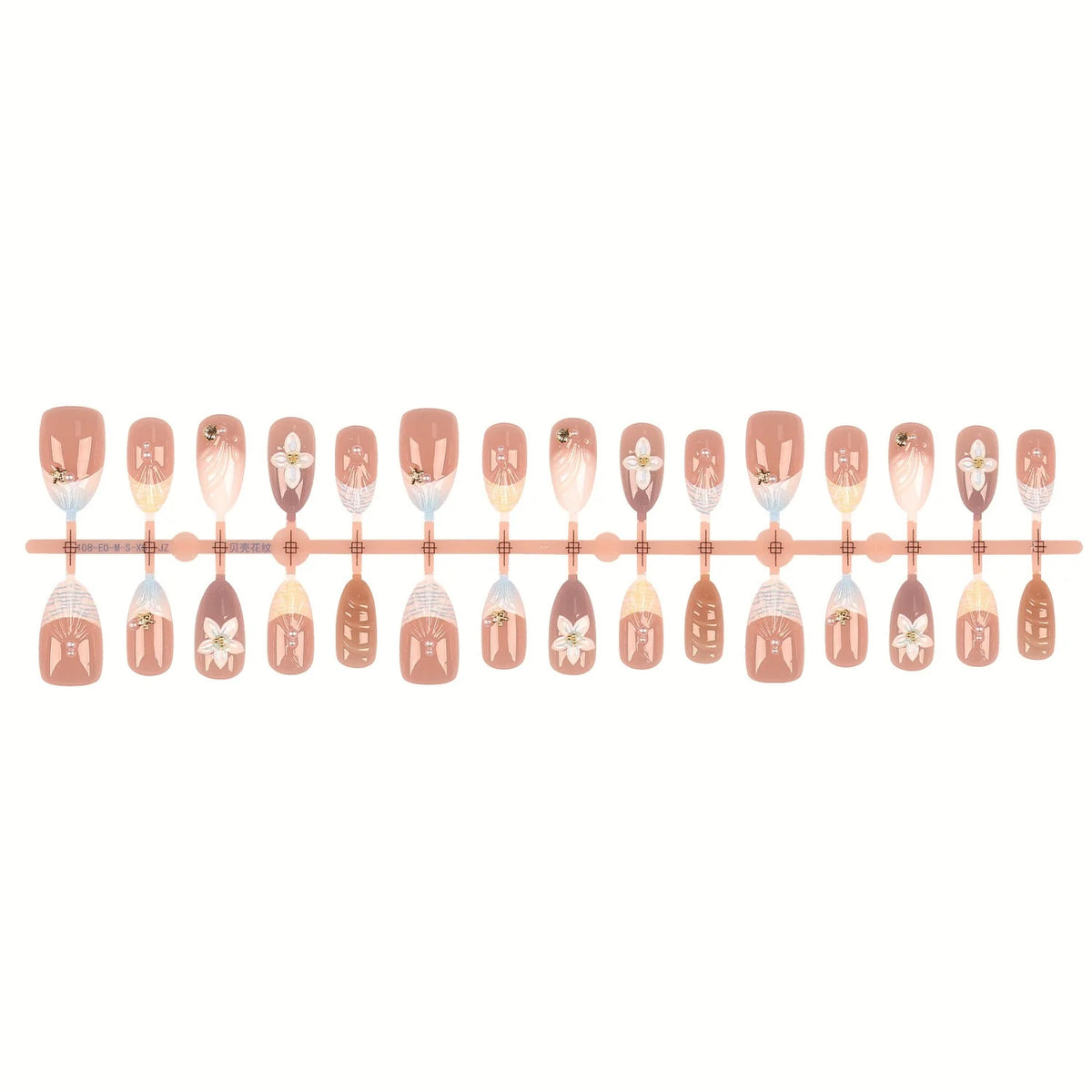Press-On Nail Set Floral Designs Peel-and-Stick Multiple Sizes