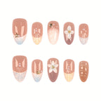 Press-On Nail Set Floral Designs Peel-and-Stick Multiple Sizes