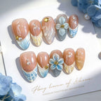 Press-On Nail Set Floral Designs Peel-and-Stick Multiple Sizes