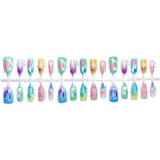 Press-On Nail Set Floral Designs Pre-Applied Adhesive Multiple Sizes