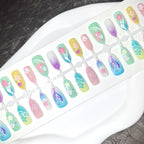 Press-On Nail Set Floral Designs Pre-Applied Adhesive Multiple Sizes