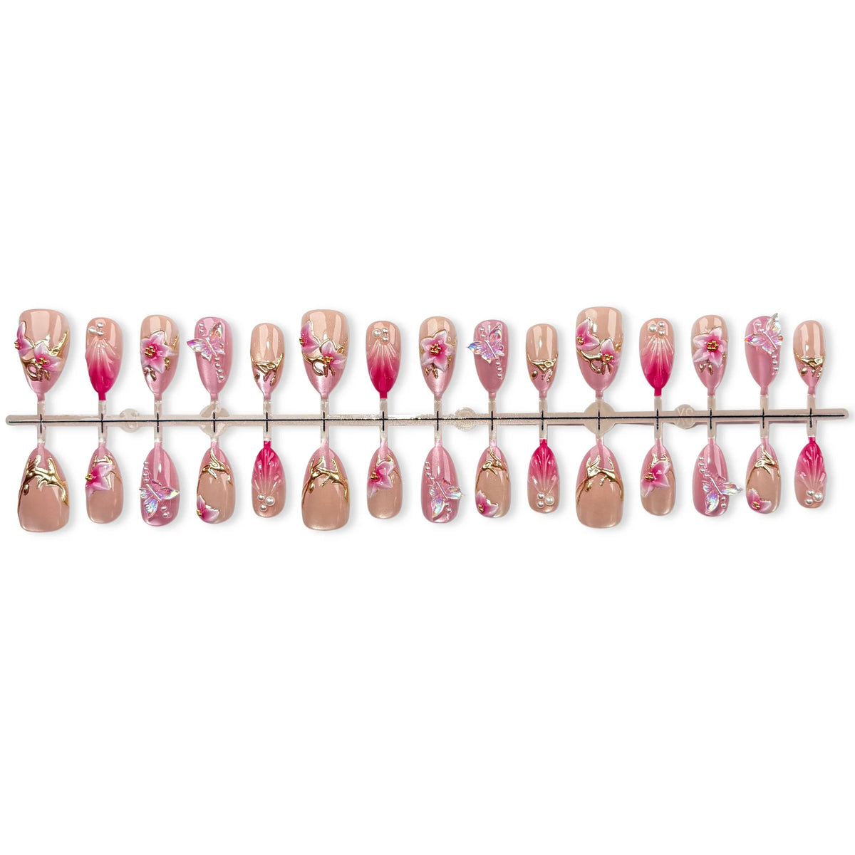 Press-On Nail Set Floral Designs Quick-Apply Non-Toxic