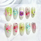 Press-On Nail Set Floral Designs Reusable