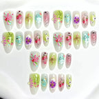 Press-On Nail Set Floral Designs Reusable