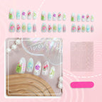 Press-On Nail Set Floral Designs Reusable