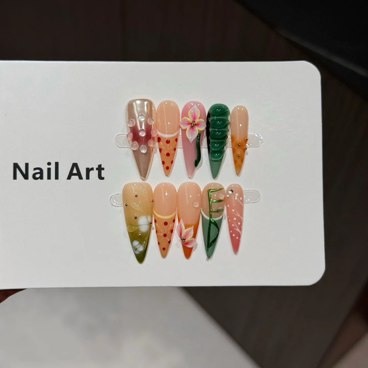 Press-On Nail Set Floral Designs Reusable Easy Application