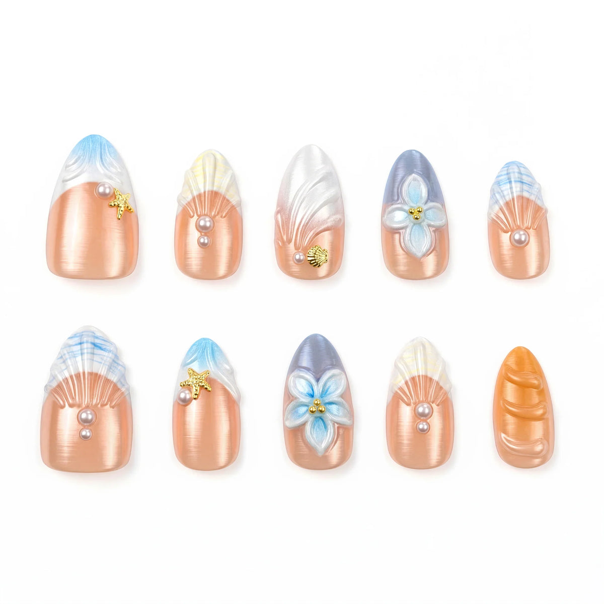 Press-On Nail Set Floral Designs Reusable & Easy Application
