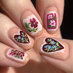 Press-On Nail Set Floral Designs Reusable & Easy Application