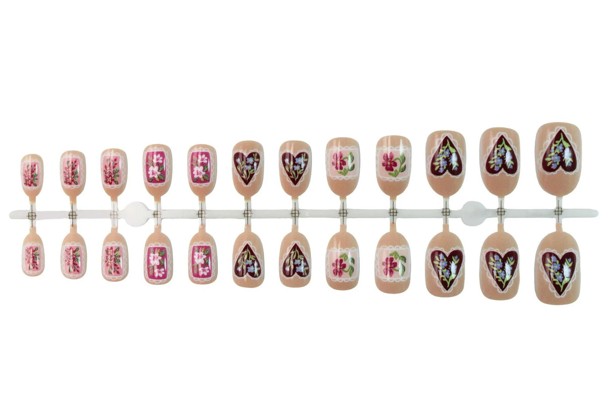 Press-On Nail Set Floral Designs Reusable & Easy Application