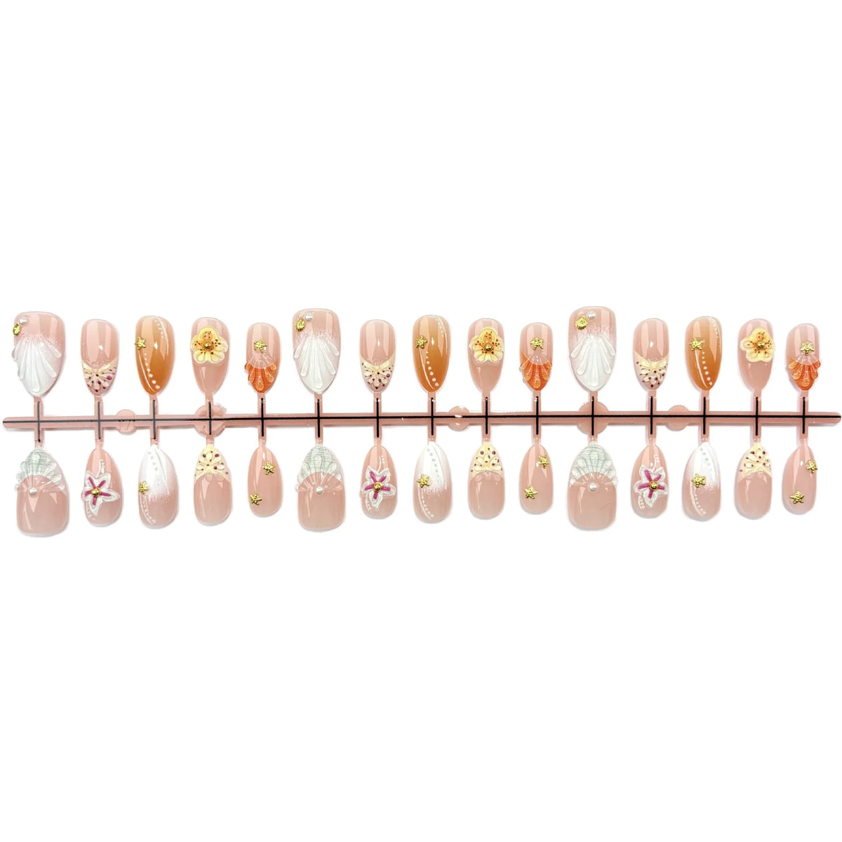 Press-On Nail Set Floral Designs Reusable & Easy Application