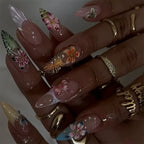 Press-On Nail Set Floral Designs Reusable & No Glue