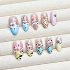 Press-On Nail Set Floral Designs Reusable & No Glue