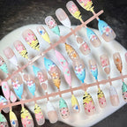 Press-On Nail Set Floral Designs Reusable & No Glue
