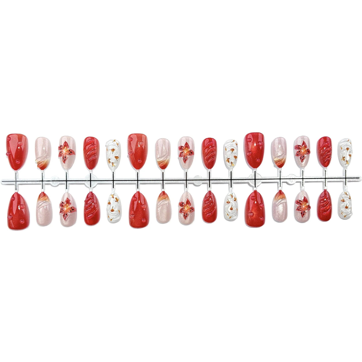 Press-On Nail Set Floral Designs Reusable Salon-Quality