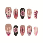 Press-On Nail Set Floral Designs Salon-Quality & Glue-Free