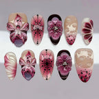 Press-On Nail Set Floral Designs Salon-Quality & Glue-Free