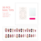 Press-On Nail Set Floral Designs Salon-Quality & Glue-Free