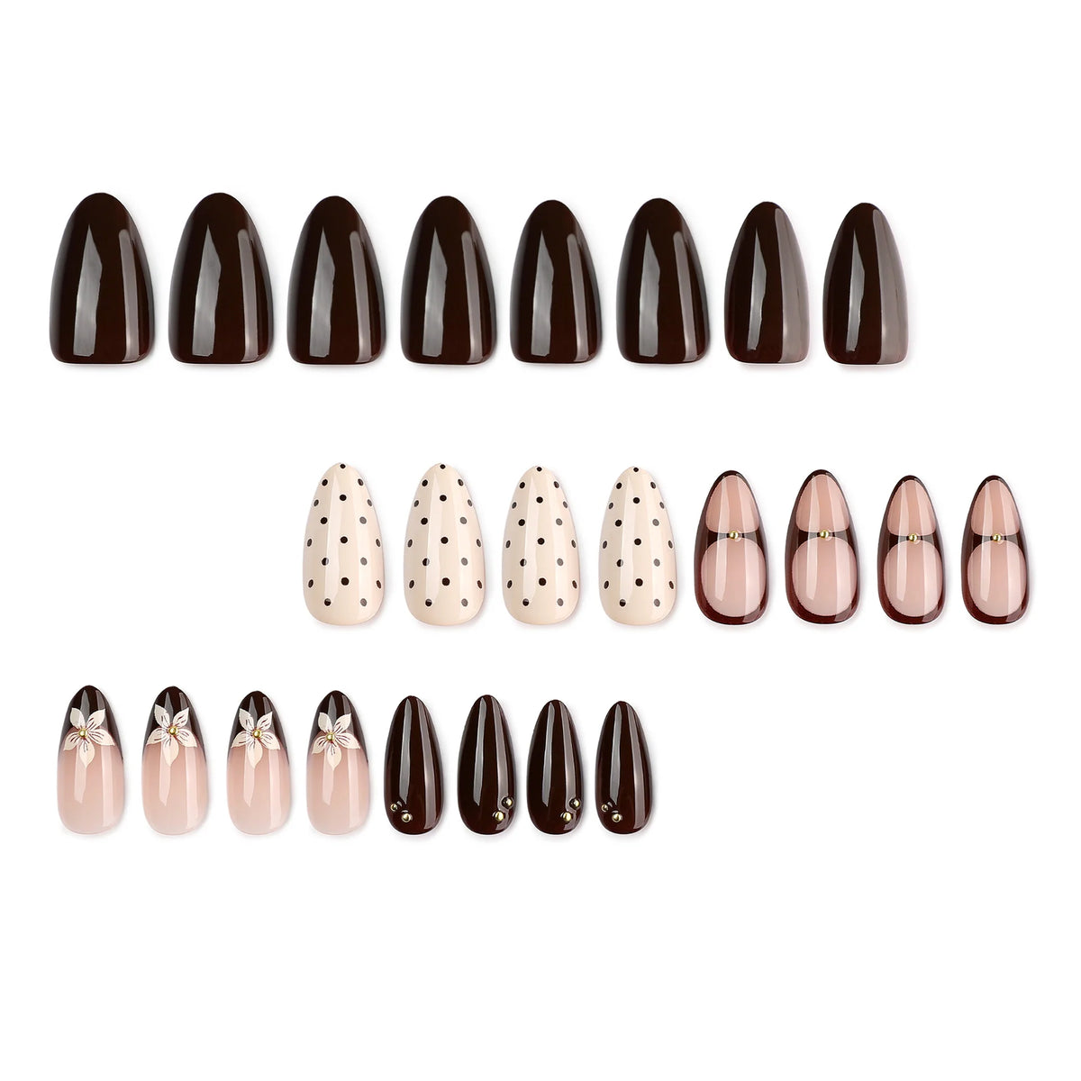 Press-On Nail Set Floral & Dot Easy-Apply