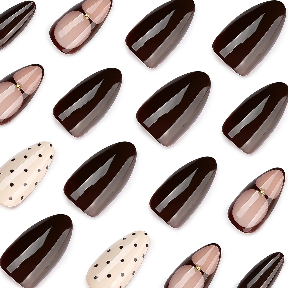 Press-On Nail Set Floral & Dot Easy-Apply